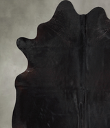 Solid Black X-Large Brazilian Cowhide Rug 7'2"H x 6'7"W #A53988 by Hudson Hides