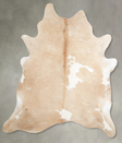 Beige and White XX-Large Brazilian Cowhide Rug 7'7"H x 6'10"W #A54049 by Hudson Hides