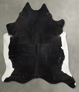 Solid Black XX-Large Brazilian Cowhide Rug 8'0"H x 7'6"W #A54054 by Hudson Hides