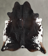 Chocolate and White XX-Large Brazilian Cowhide Rug 7'8"H x 7'1"W #A54116 by Hudson Hides