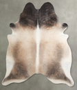 Grey with Beige XX-Large Brazilian Cowhide Rug 7'7"H x 6'8"W #A54118 by Hudson Hides