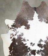 Chocolate and White X-Large Brazilian Cowhide Rug 7'1"H x 6'4"W #A54173 by Hudson Hides