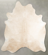 Ivory with Beige X-Large Brazilian Cowhide Rug 7'0"H x 6'2"W #A54179 by Hudson Hides