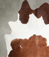Brown and White XX-Large Brazilian Cowhide Rug 7'7"H x 6'11"W #A54187 by Hudson Hides