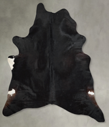 Solid Black XX-Large Brazilian Cowhide Rug 8'1"H x 6'7"W #A54308 by Hudson Hides