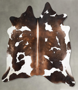 Chocolate and White X-Large Brazilian Cowhide Rug 7'0"H x 7'1"W #A54314 by Hudson Hides