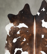 Chocolate and White X-Large Brazilian Cowhide Rug 7'0"H x 7'1"W #A54314 by Hudson Hides