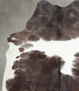 Chocolate and White X-Large Brazilian Cowhide Rug 7'2"H x 5'9"W #A54369 by Hudson Hides
