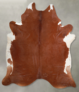 Brown and White Regular XX-Large Brazilian Cowhide Rug 8'2"H x 7'1"W #A54385 by Hudson Hides