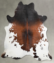 Chocolate and White X-Large Brazilian Cowhide Rug 7'3"H x 6'10"W #A54394 by Hudson Hides