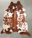 Brown and White XX-Large Brazilian Cowhide Rug 7'9"H x 7'2"W #A54403 by Hudson Hides