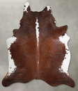 Brown and White Regular XX-Large Brazilian Cowhide Rug 7'10"H x 6'9"W #A54408 by Hudson Hides