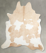 Beige and White XX-Large Brazilian Cowhide Rug 8'2"H x 7'2"W #A54454 by Hudson Hides
