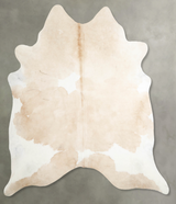 Beige and White XX-Large Brazilian Cowhide Rug 7'6"H x 6'10"W #A54503 by Hudson Hides