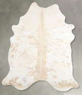 Beige and White X-Large Brazilian Cowhide Rug 7'7"H x 6'0"W #A54534 by Hudson Hides