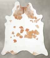Beige and White XX-Large Brazilian Cowhide Rug 7'10"H x 7'0"W #A54600 by Hudson Hides