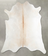Ivory with Beige X-Large Brazilian Cowhide Rug 6'6"H x 6'11"W #A54633 by Hudson Hides