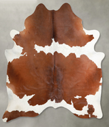 Brown and White X-Large Brazilian Cowhide Rug 7'2"H x 6'2"W #A54668 by Hudson Hides