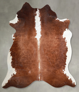 Brown and White X-Large Brazilian Cowhide Rug 7'0"H x 6'5"W #A54714 by Hudson Hides