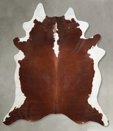 Brown and White Regular XX-Large Brazilian Cowhide Rug 8'1"H x 7'1"W #A54733 by Hudson Hides