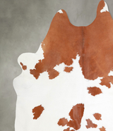 Brown and White XX-Large Brazilian Cowhide Rug 8'0"H x 7'1"W #A54748 by Hudson Hides