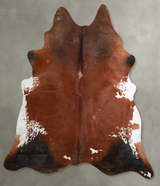 Brown and White Regular XX-Large Brazilian Cowhide Rug 7'11"H x 6'11"W #A54789 by Hudson Hides