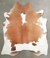 Brown and White XX-Large Brazilian Cowhide Rug 7'8"H x 6'11"W #A54821 by Hudson Hides