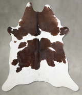 Chocolate and White XX-Large Brazilian Cowhide Rug 7'10"H x 6'7"W #A54822 by Hudson Hides