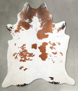 Brown and White XX-Large Brazilian Cowhide Rug 7'7"H x 6'9"W #A54830 by Hudson Hides