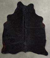 Solid Black Medium Brazilian Cowhide Rug 5'6"H x 5'2"W #A54851 by Hudson Hides