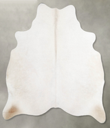 Solid White Large Brazilian Cowhide Rug 6'1"H x 5'7"W #A54863 by Hudson Hides
