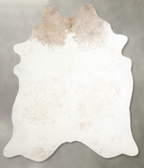 Beige and White XX-Large Brazilian Cowhide Rug 7'11"H x 6'10"W #A54868 by Hudson Hides