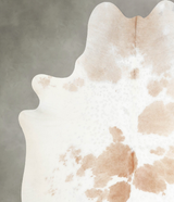 Beige and White X-Large Brazilian Cowhide Rug 7'6"H x 6'7"W #A54869 by Hudson Hides