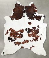 Tricolor Large Brazilian Cowhide Rug 6'7"H x 5'8"W #A54908 by Hudson Hides