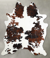 Tricolor X-Large Brazilian Cowhide Rug 7'2"H x 6'0"W #A54920 by Hudson Hides