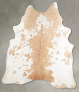 Beige and White X-Large Brazilian Cowhide Rug 7'8"H x 6'5"W #A54951 by Hudson Hides