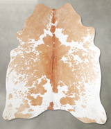 Beige and White Large Brazilian Cowhide Rug 6'0"H x 5'6"W #A54956 by Hudson Hides