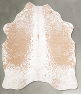Beige and White Medium Brazilian Cowhide Rug 5'10"H x 5'1"W #A54959 by Hudson Hides