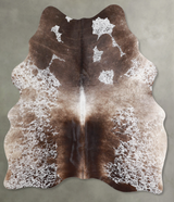 Salt and Pepper Brown Large Brazilian Cowhide Rug 6'4"H x 5'1"W #A54996 by Hudson Hides