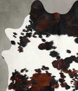 Tricolor X-Large Brazilian Cowhide Rug 7'0"H x 5'11"W #A55012 by Hudson Hides