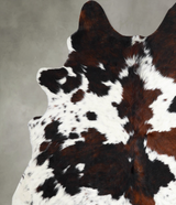 Tricolor Large Brazilian Cowhide Rug 6'5"H x 5'11"W #A55015 by Hudson Hides