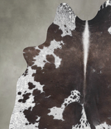 Chocolate and White Medium Brazilian Cowhide Rug 5'3"H x 4'11"W #A55020 by Hudson Hides