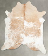 Beige and White X-Large Brazilian Cowhide Rug 7'0"H x 6'4"W #A55022 by Hudson Hides