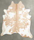 Beige and White X-Large Brazilian Cowhide Rug 6'8"H x 6'7"W #A55024 by Hudson Hides