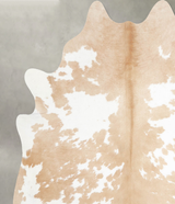Beige and White X-Large Brazilian Cowhide Rug 6'8"H x 6'7"W #A55024 by Hudson Hides