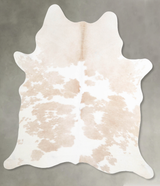 Beige and White Large Brazilian Cowhide Rug 6'7"H x 5'6"W #A55025 by Hudson Hides