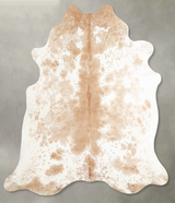 Beige and White Large Brazilian Cowhide Rug 6'6"H x 6'0"W #A55031 by Hudson Hides