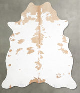 Beige and White Large Brazilian Cowhide Rug 6'11"H x 5'5"W #A55033 by Hudson Hides