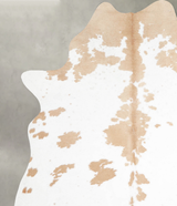 Beige and White Large Brazilian Cowhide Rug 6'11"H x 5'5"W #A55033 by Hudson Hides