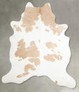 Beige and White X-Large Brazilian Cowhide Rug 7'6"H x 6'3"W #A55034 by Hudson Hides